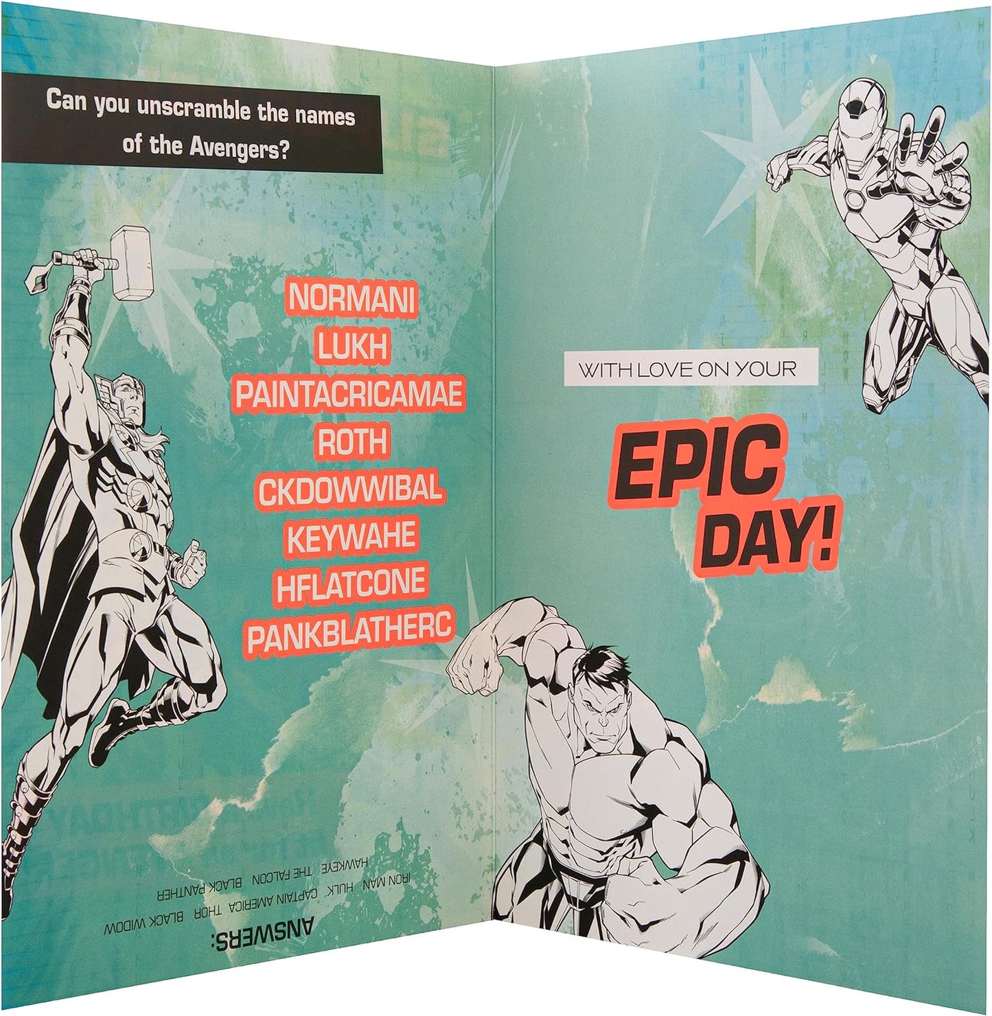 Marvel Superheroes Design with Activity Son Birthday Card