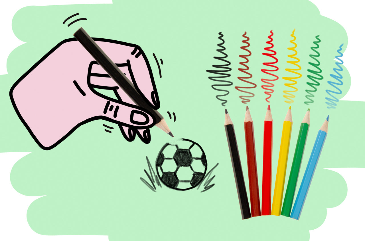 6 Pieces Football Design Colored Pencils 9cm