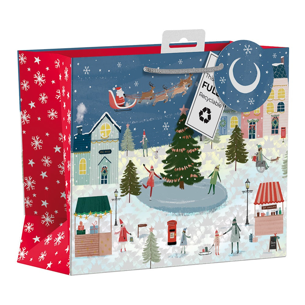 Pack of 6 Winter Village Medium Christmas Gift Bags