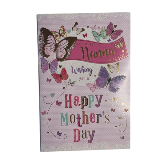 To A Dear Nanna Butterflies Design Open Mother's Day Card