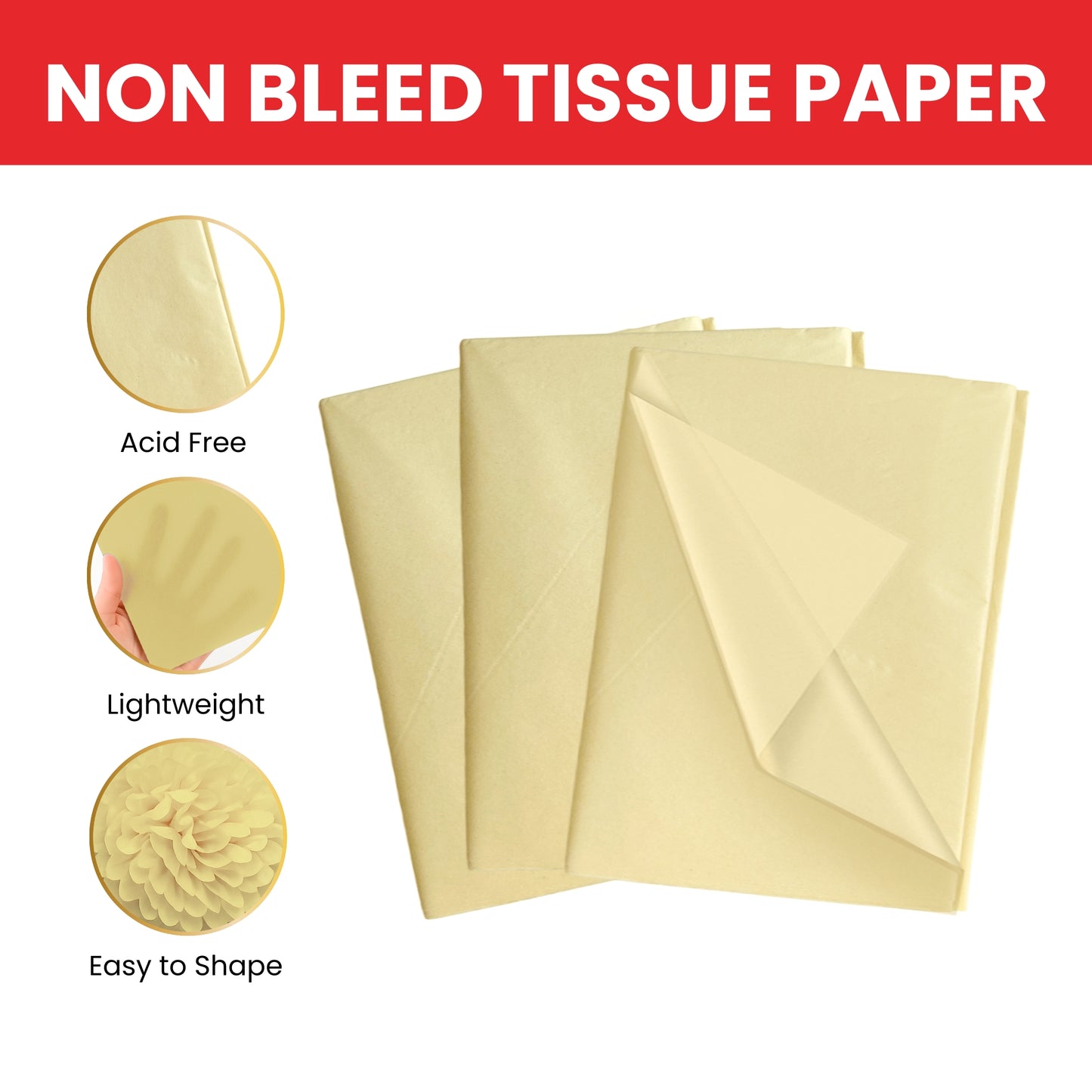 Pack of 1440 Ivory Acid Free 50 x 70cm Tissue Paper Sheets