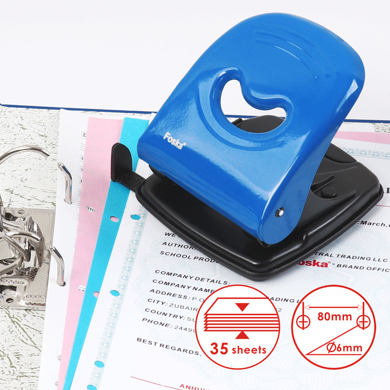 Metal Black Medium Duty Hole Punch with Paper Measure Indicator