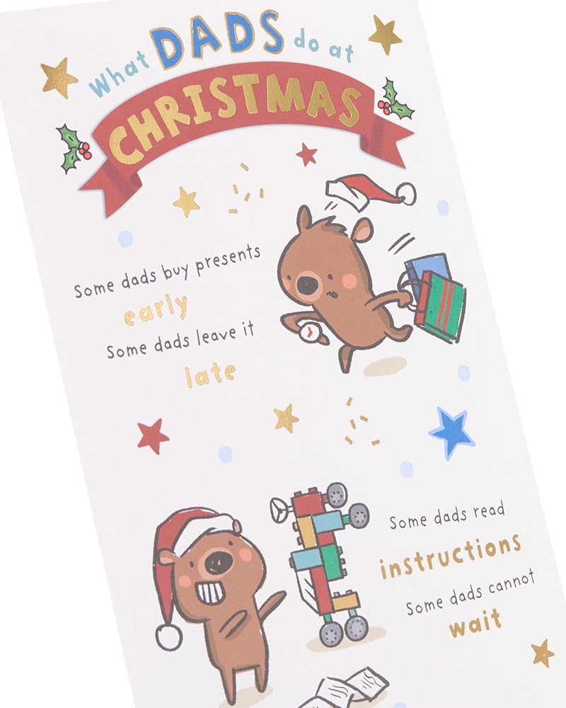 Bear Doing Activities Dad Christmas Card