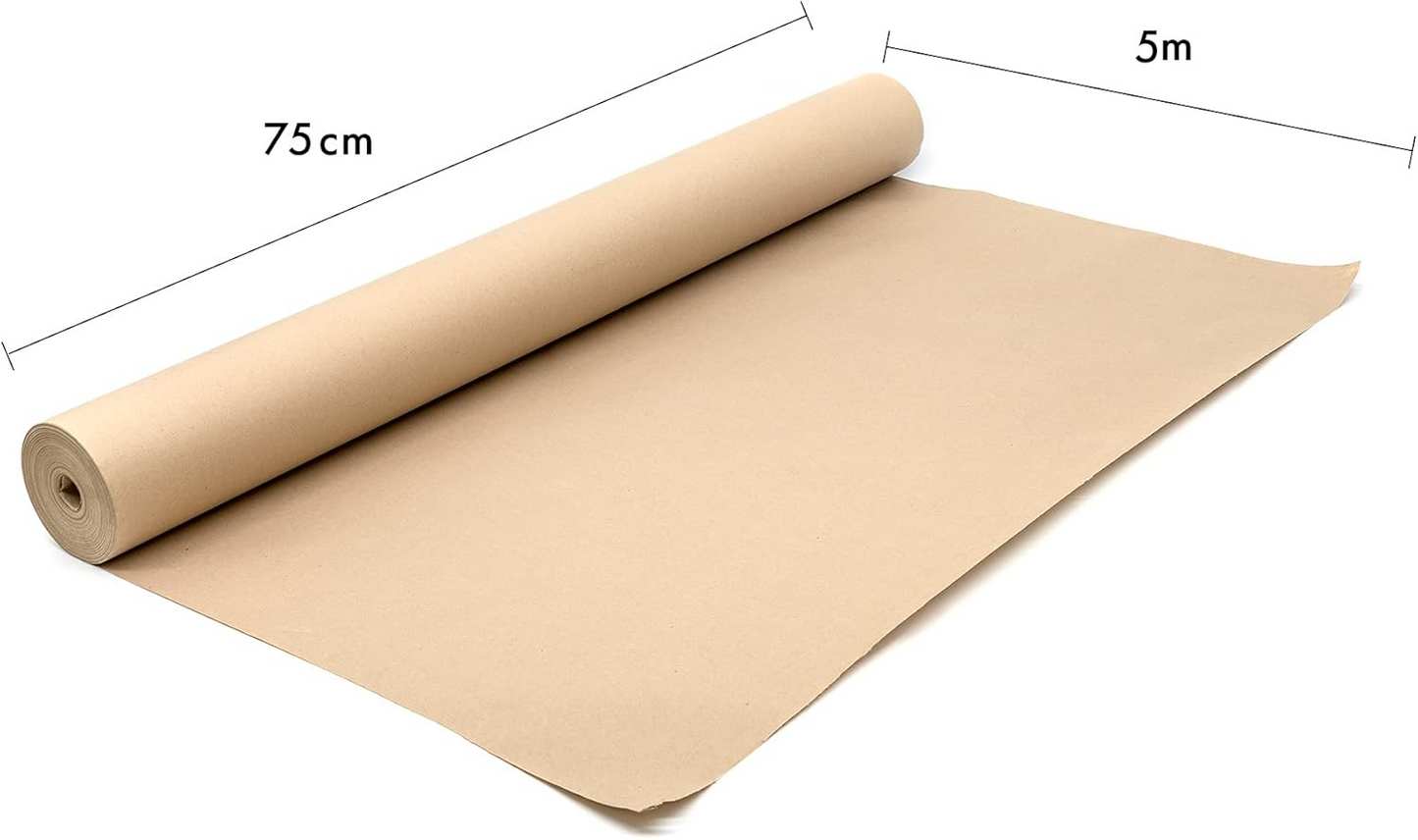 Pack of 6 Brown Wrapping Paper Roll 750mm x 5m