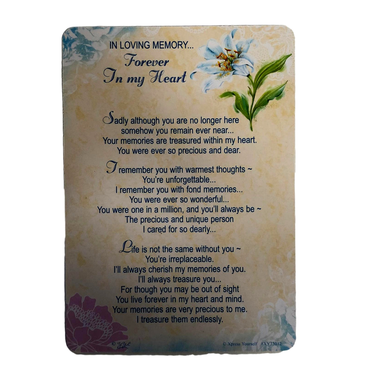 In Loving Memory Forever in my Heart Xpress Yourself Keepsake Wallet Purse Card