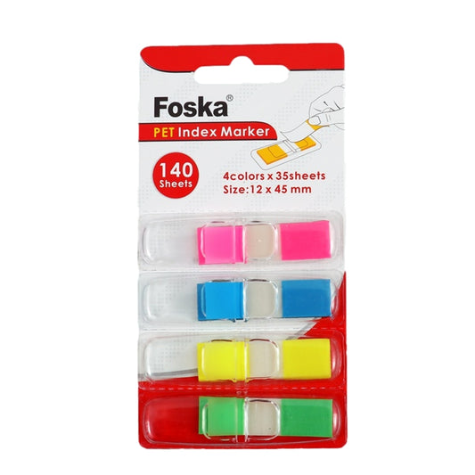 Pack of 140 PET Sticky Index Page Markers 12 x 45mm