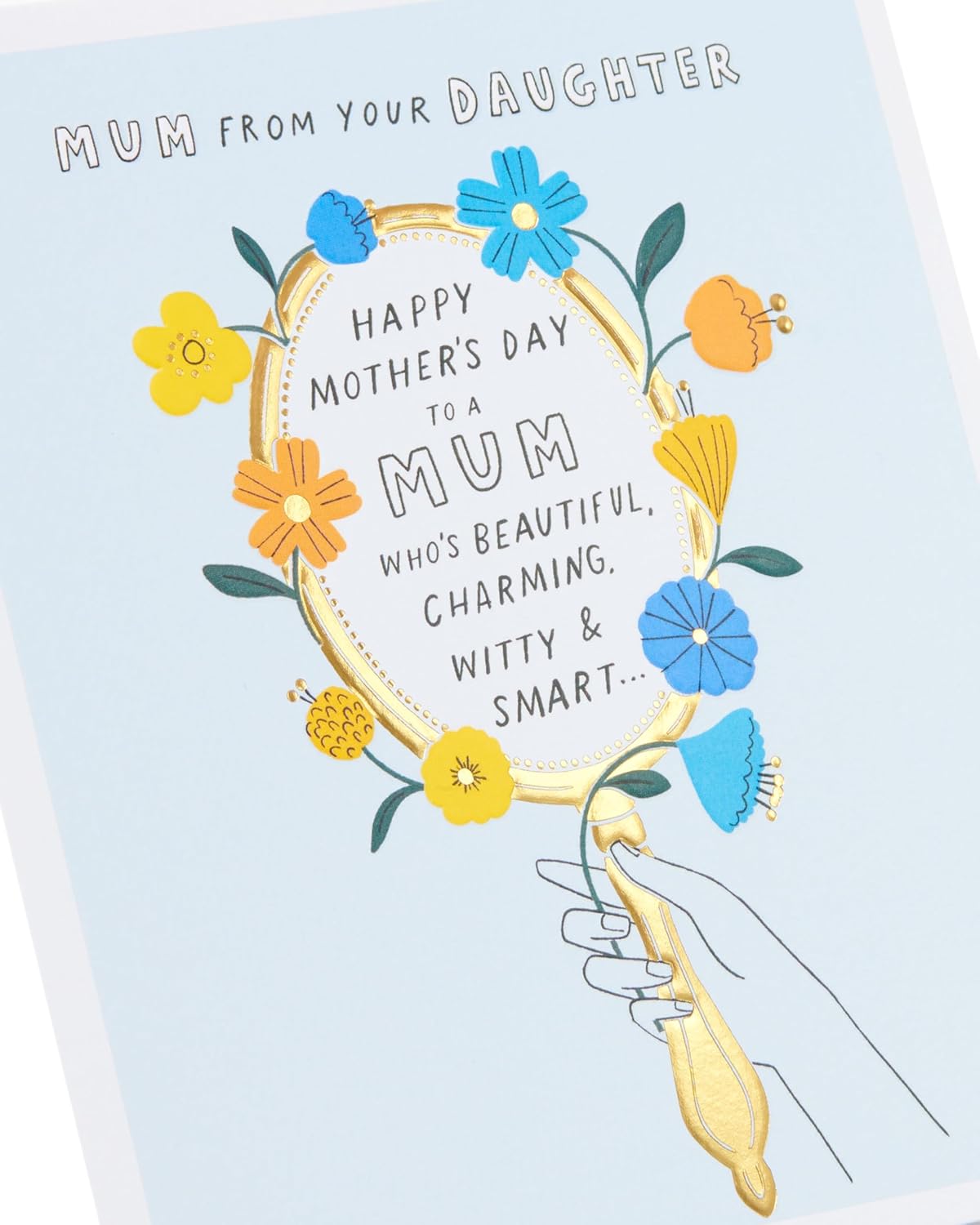 Floral Hand Mirror For Mum From Daughter Mother's Day Card