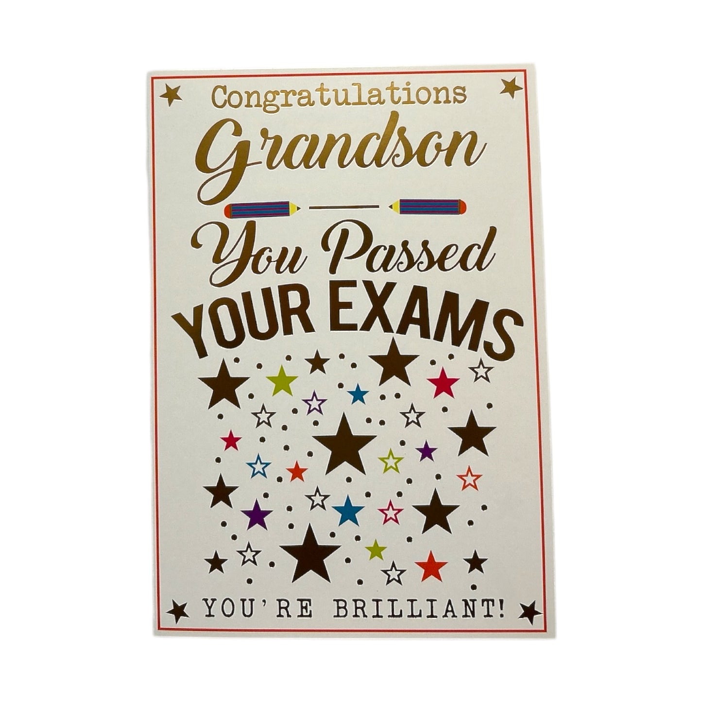 To Grandson You Passed Your Exam Stars Design Congratulations Card