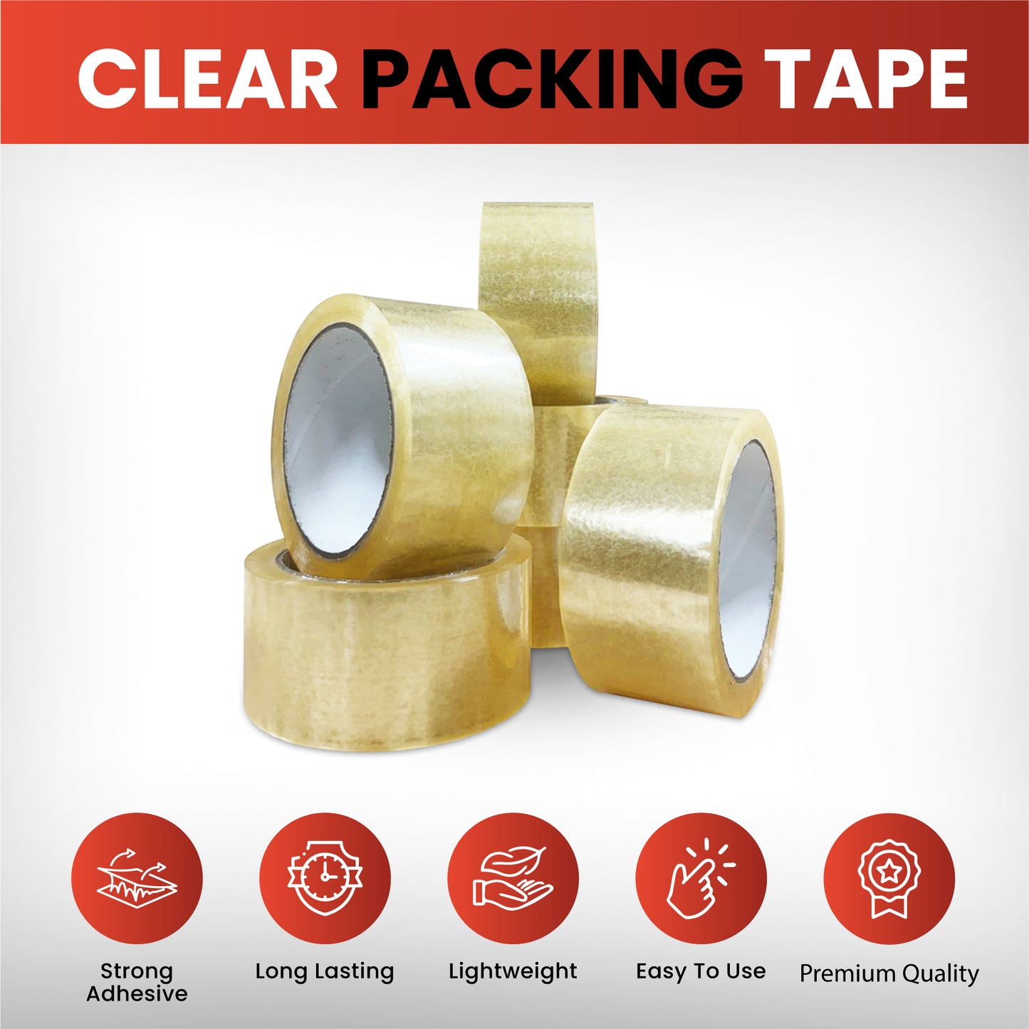 Pack of 12 Clear Packaging Tapes 48mm x 66m (45 Micron)