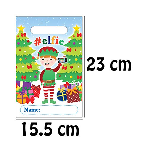 Pack of 12 Assorted Christmas Time Party Bags - Snowmen, Santa, Robin