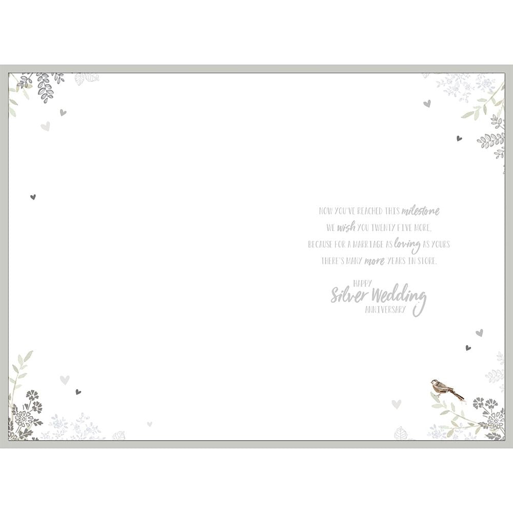 Silver Hearts Design 25th Silver Wedding Anniversary Card