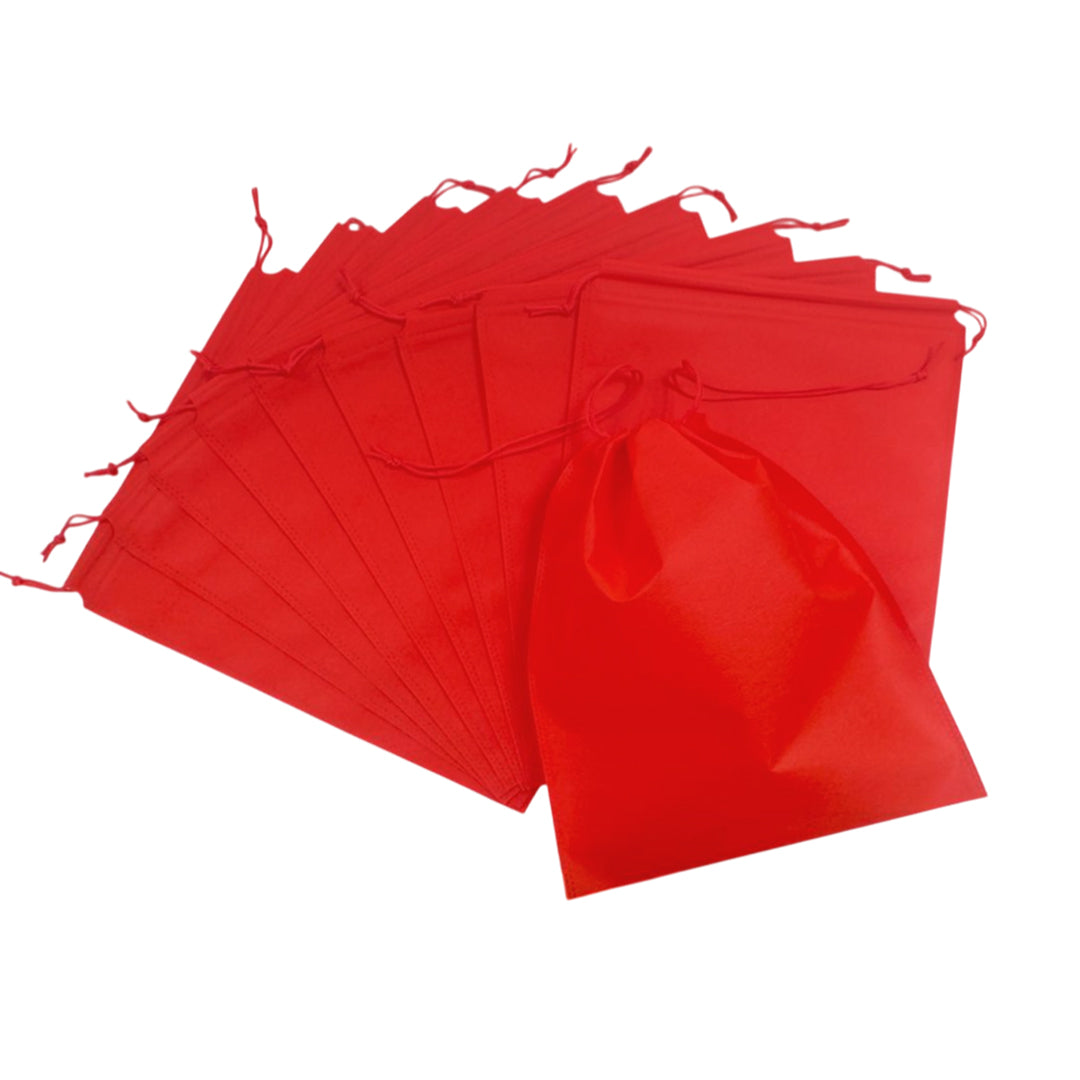 Pack of 50 Red Coloured 32x22cm Non-Woven Drawstring Bags