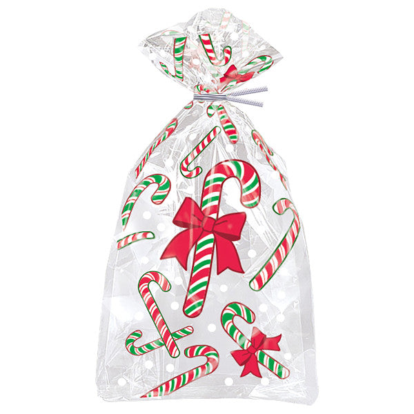 Pack of 20 Christmas Candy Cane Cellophane Bags