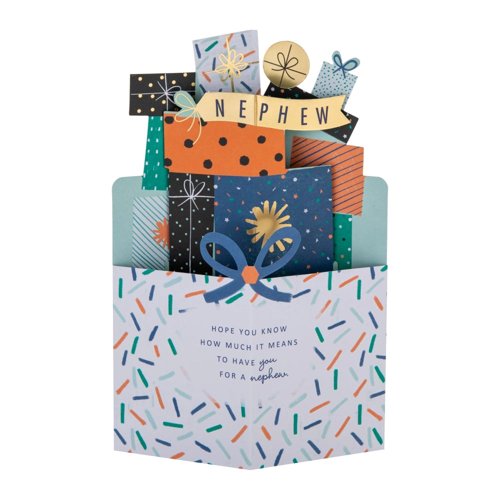 3D Pile of Presents Design Nephew Birthday Card