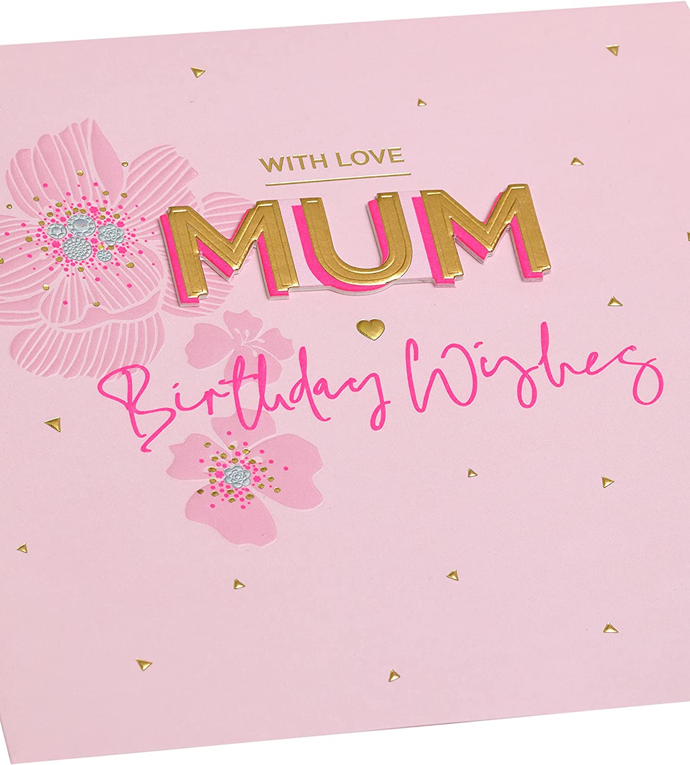 Pink Flower Design Mum Birthday Card With Envelope