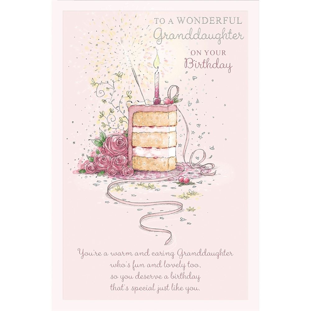 Pink Cake Design Granddaughter Birthday Card