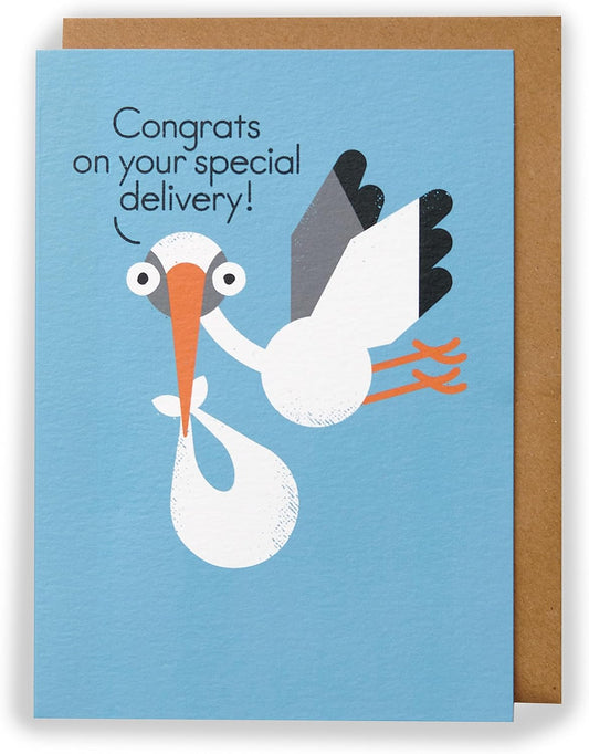 Kindred X David Olenick Special Delivery Baby Boy Blank Card