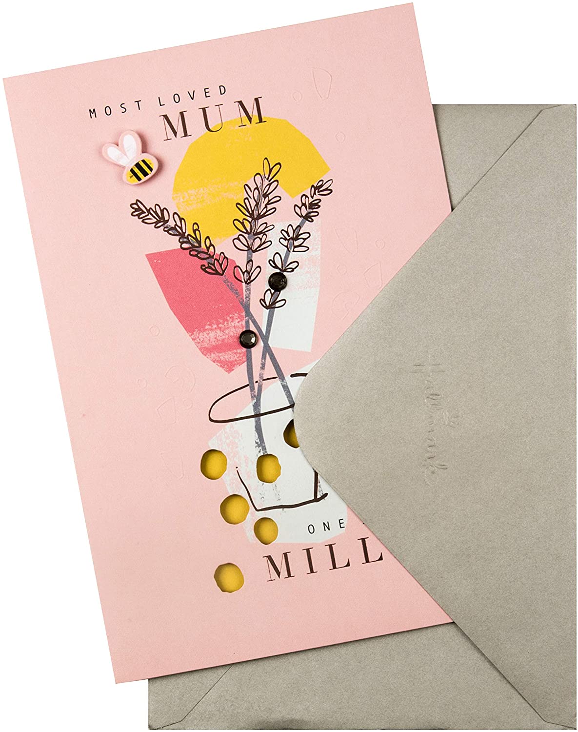 Most Loved Mum Floral with Bee Attachment Mother's Day Card