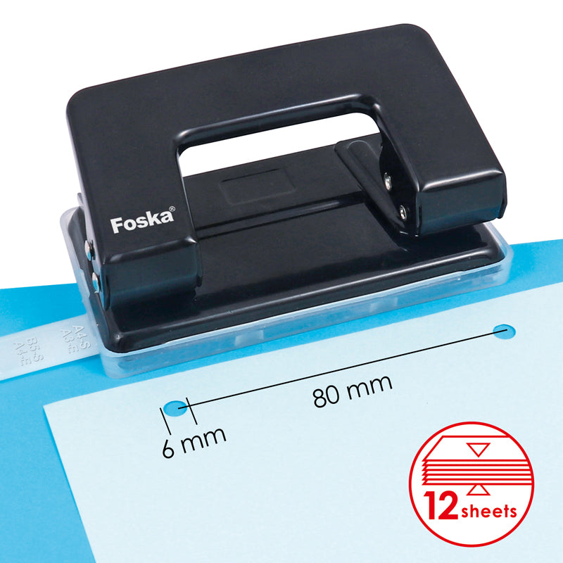 12 Sheet Paper Black Punch Standard 8cm Holes