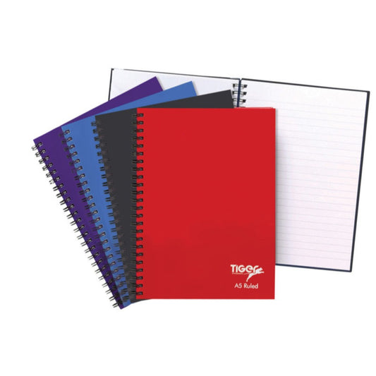 Pack of 5 Tiger Twinwire A5 80 Sheet Feint NoteBook