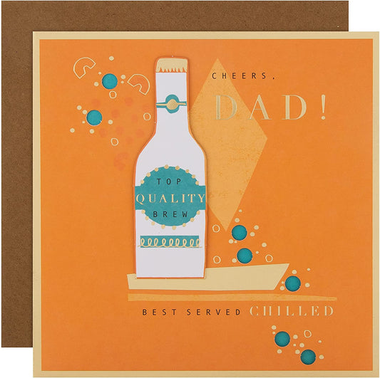 Classic Beer Bottle Design Large Birthday Card for Dad