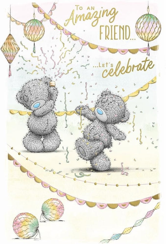 Bears And Party Poppers Amazing Friend Birthday Card