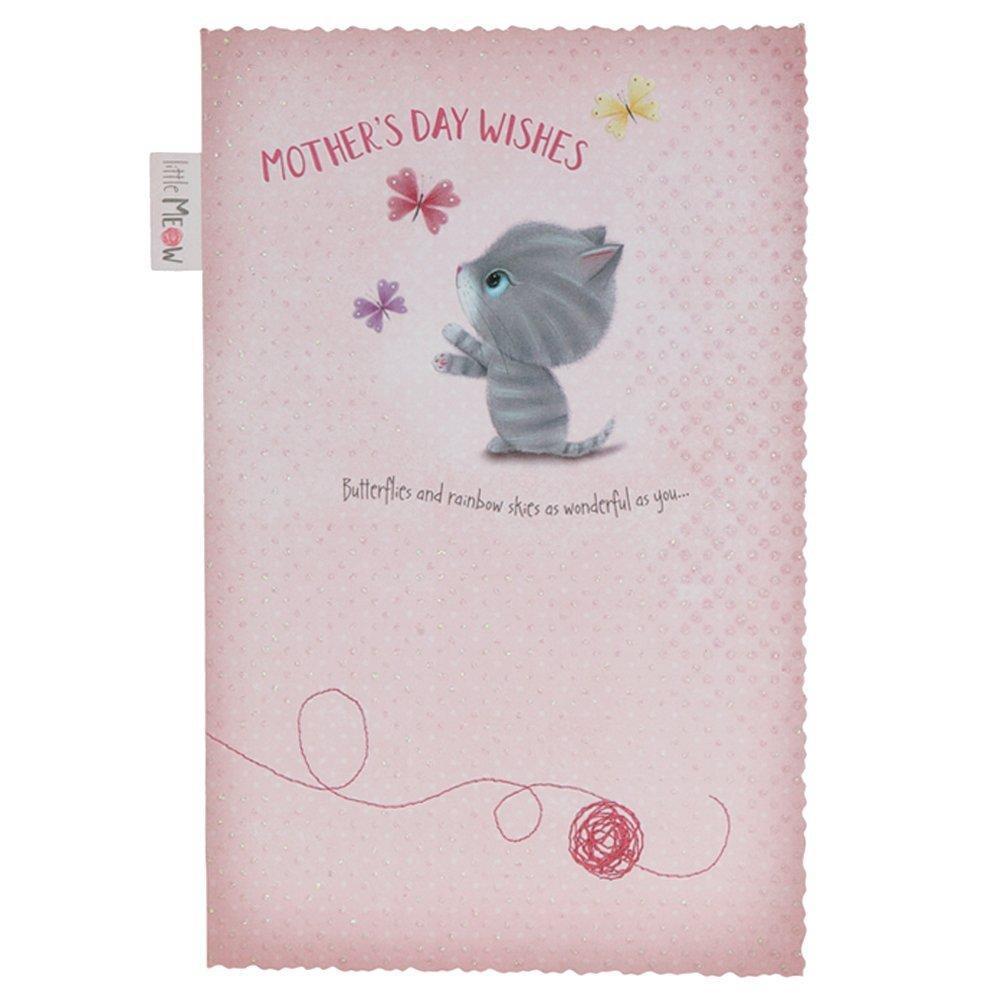'Cute Glittered' Little Meow Mother's Day Card
