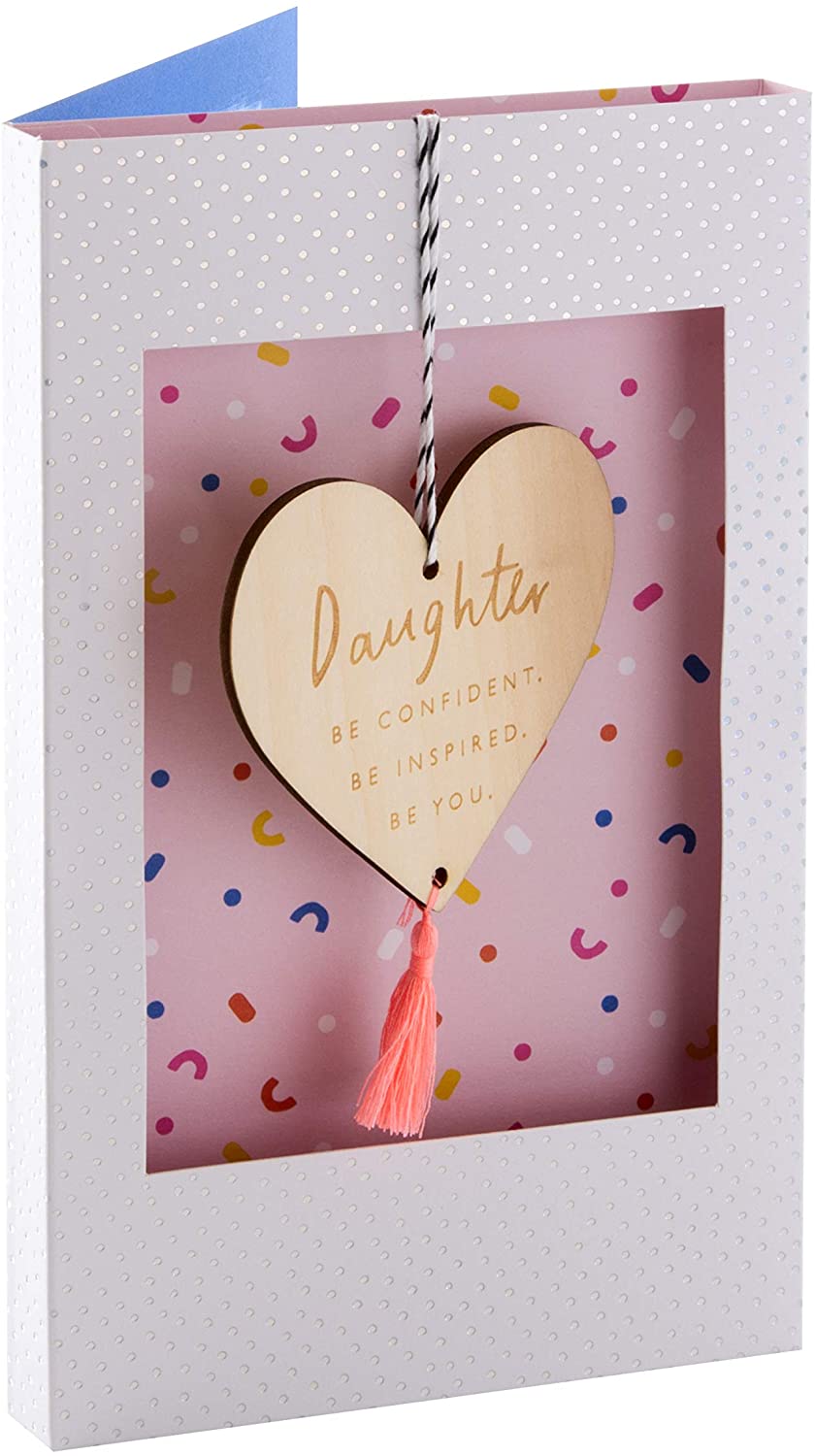 Daughter Birthday Card with Detachable Wooden Keepsake Decoration