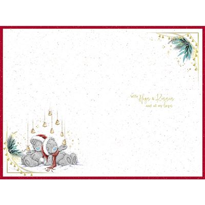 Bears With Bells In Heart Shape One I Love Christmas Card