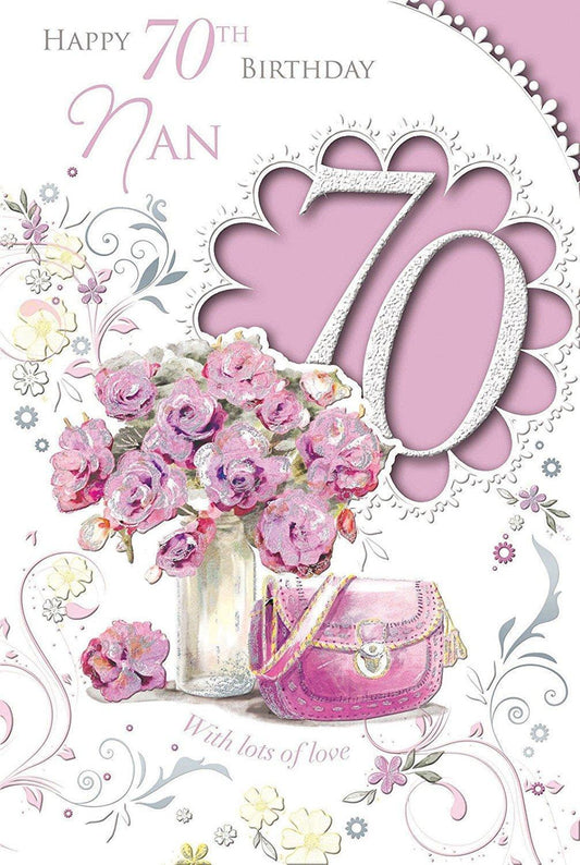 Xpress Yourself To My Dear Nan With Love 70 Celebrate Medium Sized Style Birthday Card