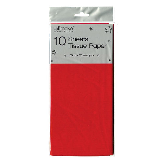Pack of 10 Sheets Plain Red Tissue Paper