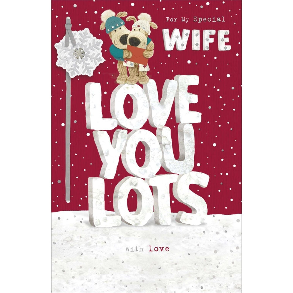 Boofles Standing On Lettering Wife Christmas Card