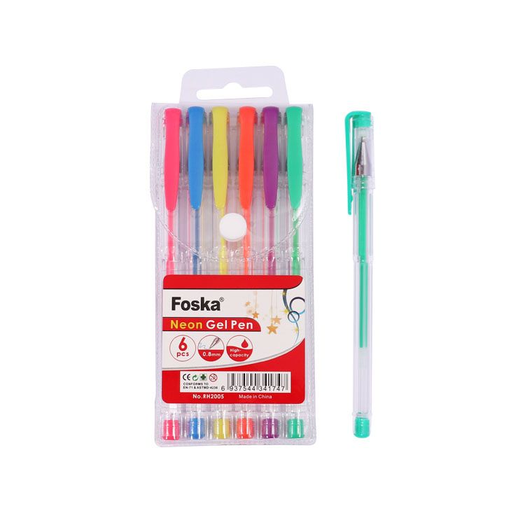 Pack of 6 Vibrant Neon Colours Gel Pens