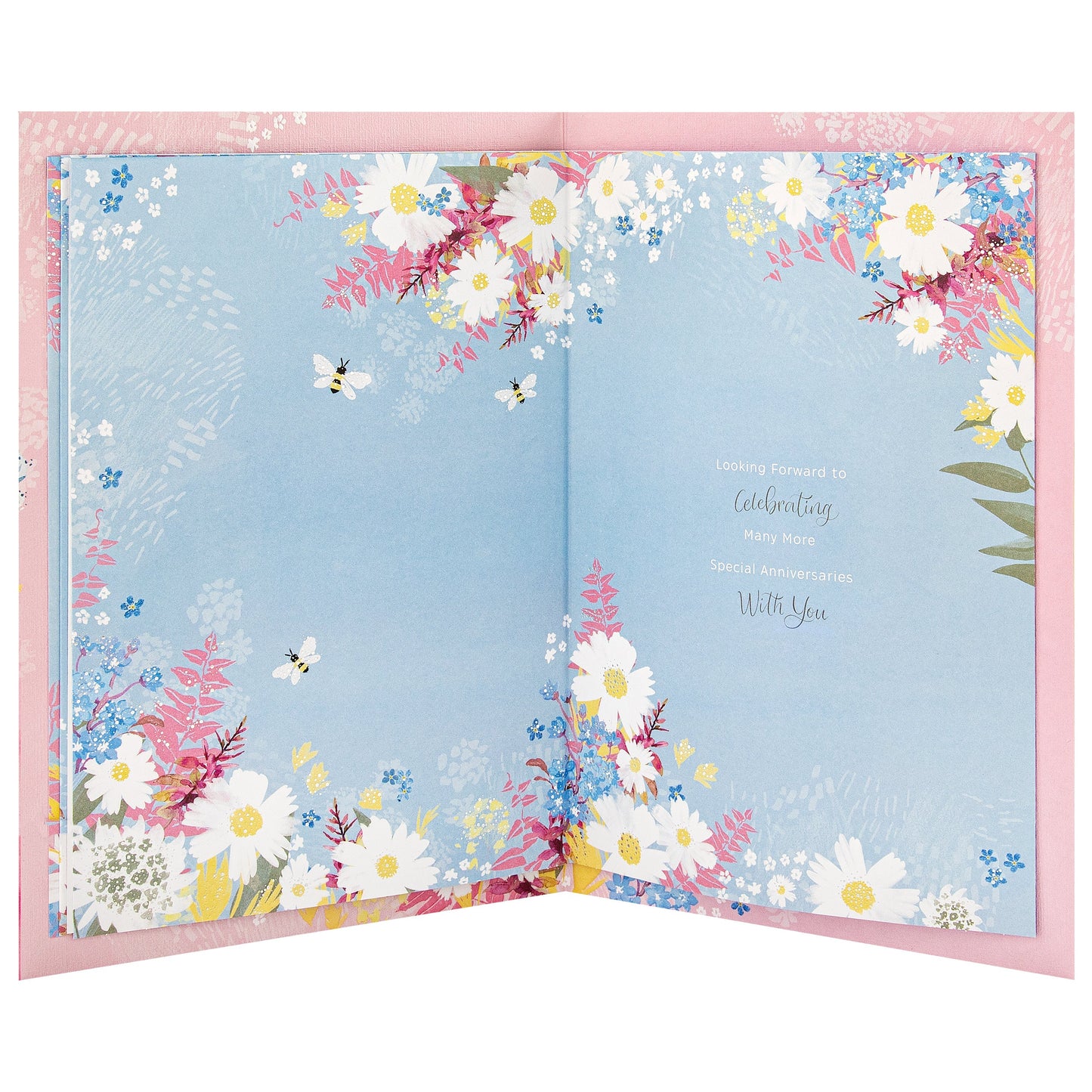 Pink Florals Design & Heartfelt Verse Wife Anniversary Card