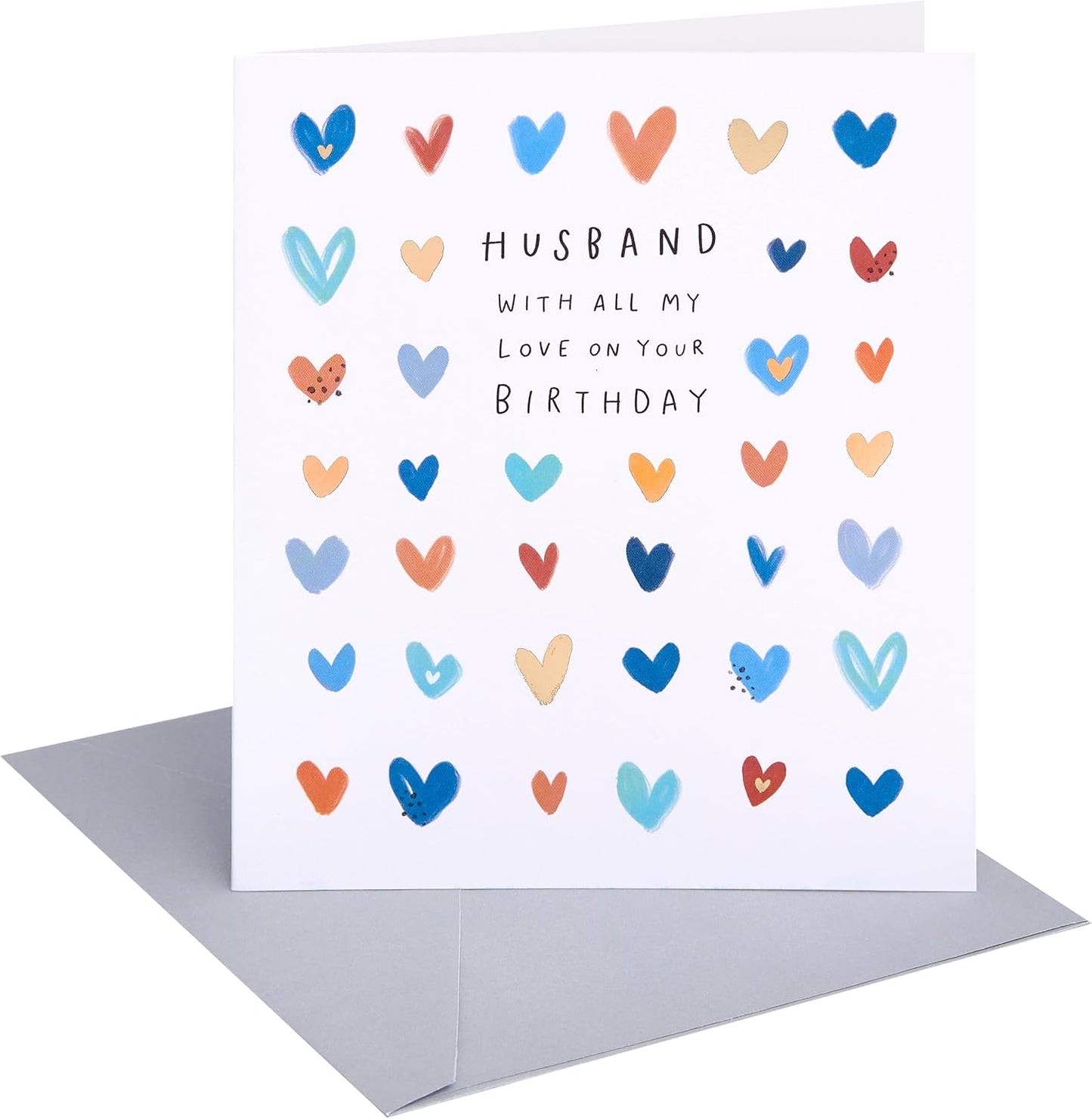 Hand Drawn Hearts Design Husband Birthday Card