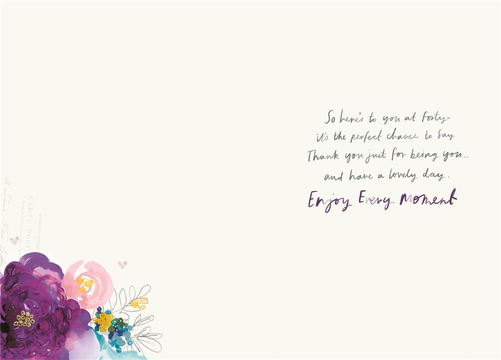 Willow Bouquet Flowers and Butterflies 40th Birthday Card