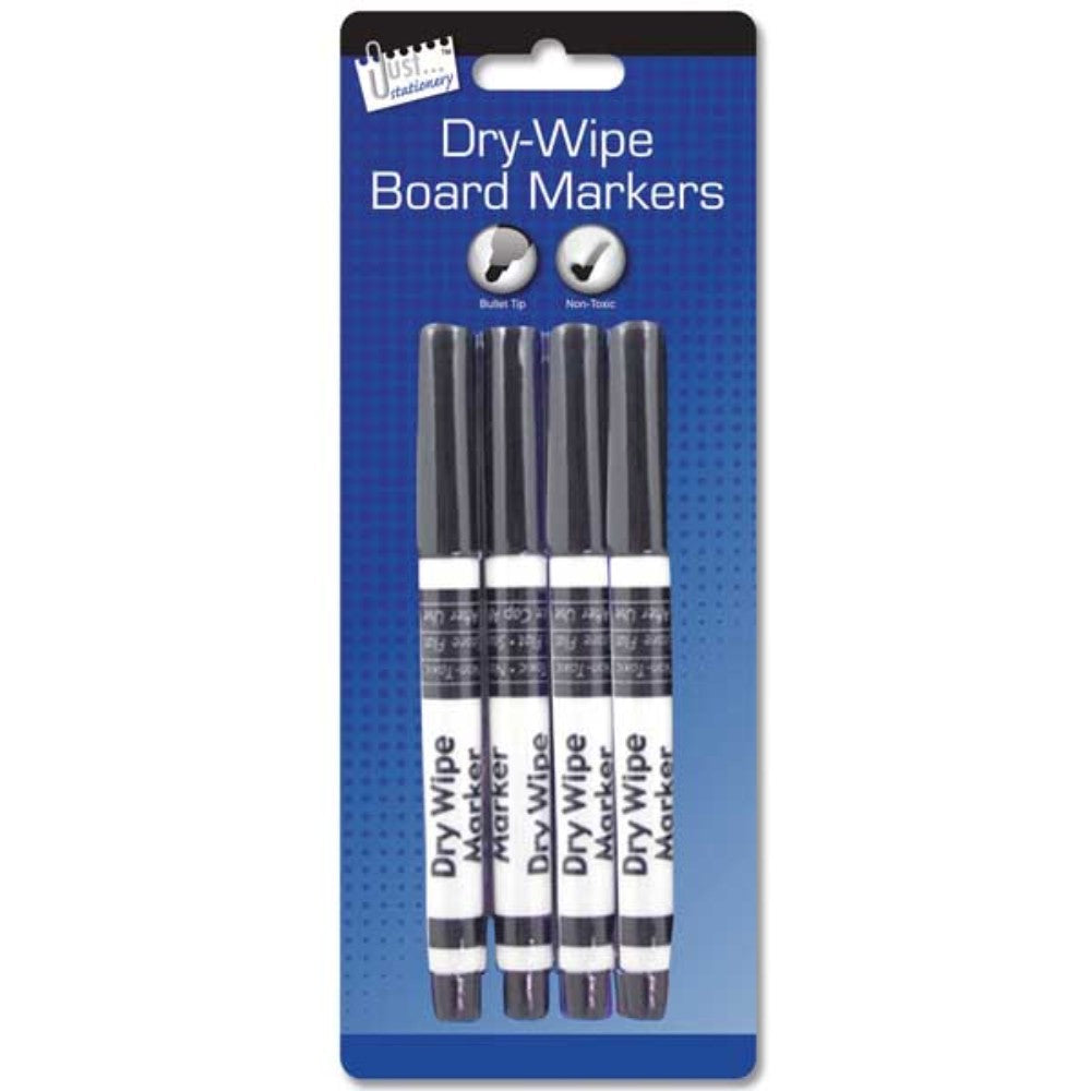 Pack of 4 Dry Wipr Black Markers