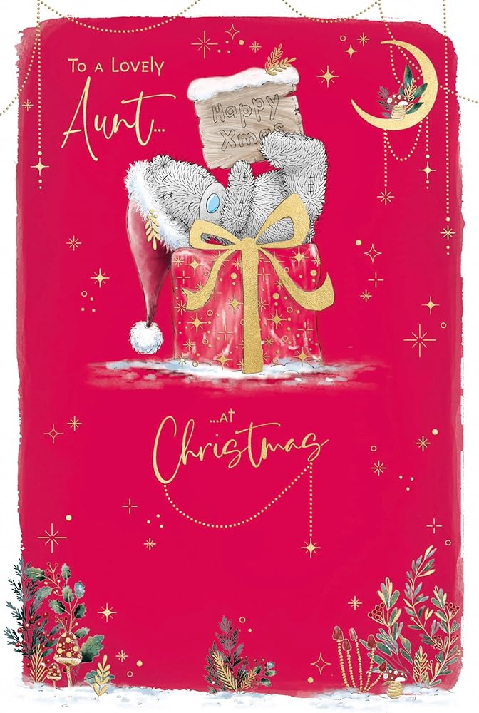 Bear On Gift Aunt Christmas Card