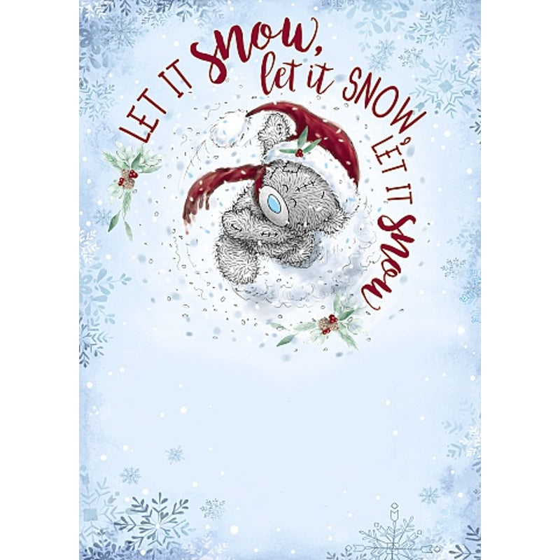 Let It Snow Tatty Teddy Throwing Snowball Design Christmas Card
