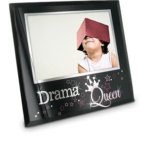 Glass Photo Frame In Black With The Word "DRAMA QUEEN" In Mirror effect