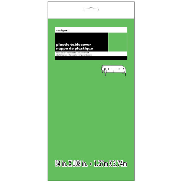 Lime Green Solid Rectangular Plastic Table Cover, 54"x108"