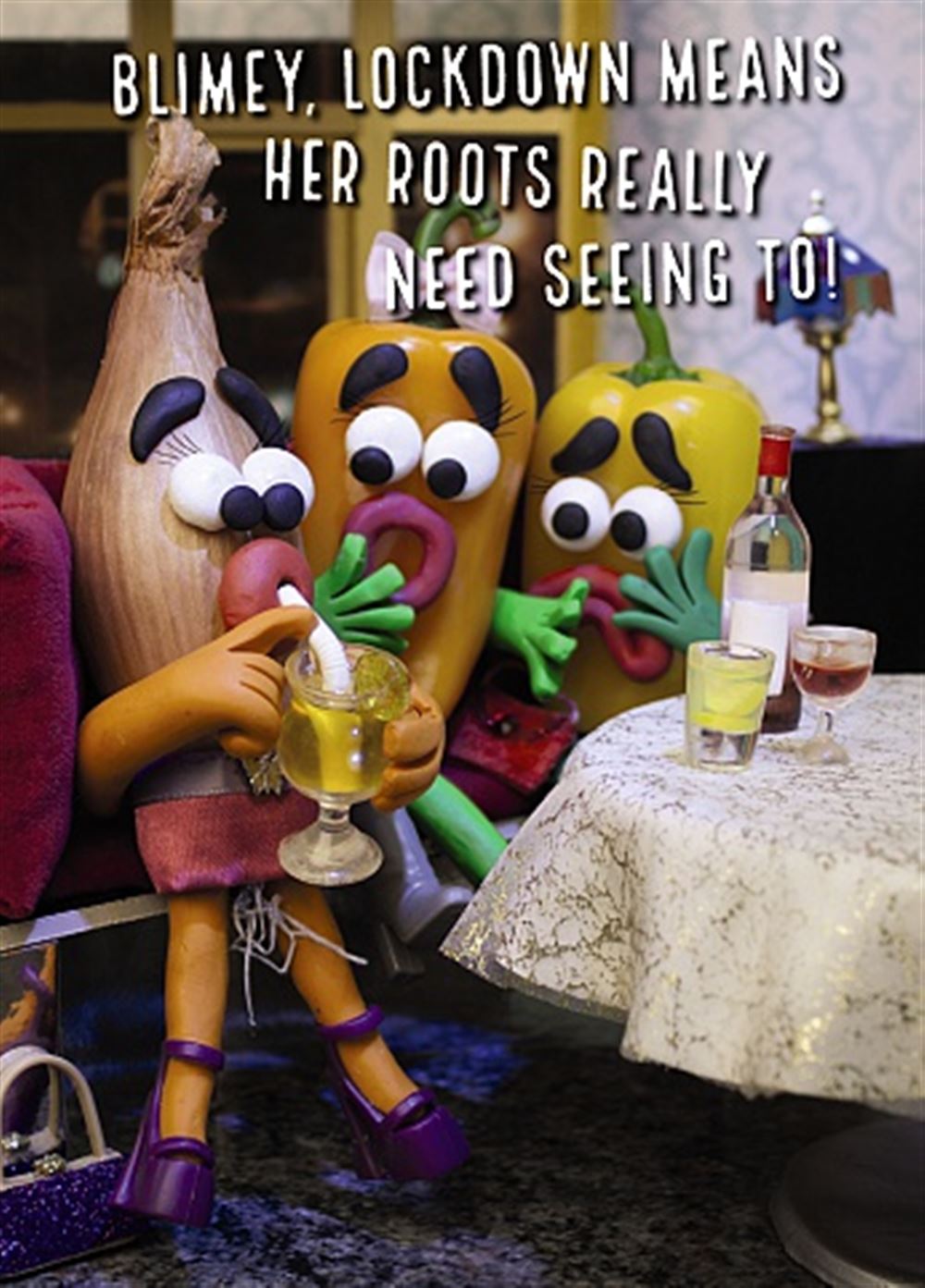 Lockdown Roots Violent Veg Funny Humourous Quirky Blank Card For Birthday or Any Occasion