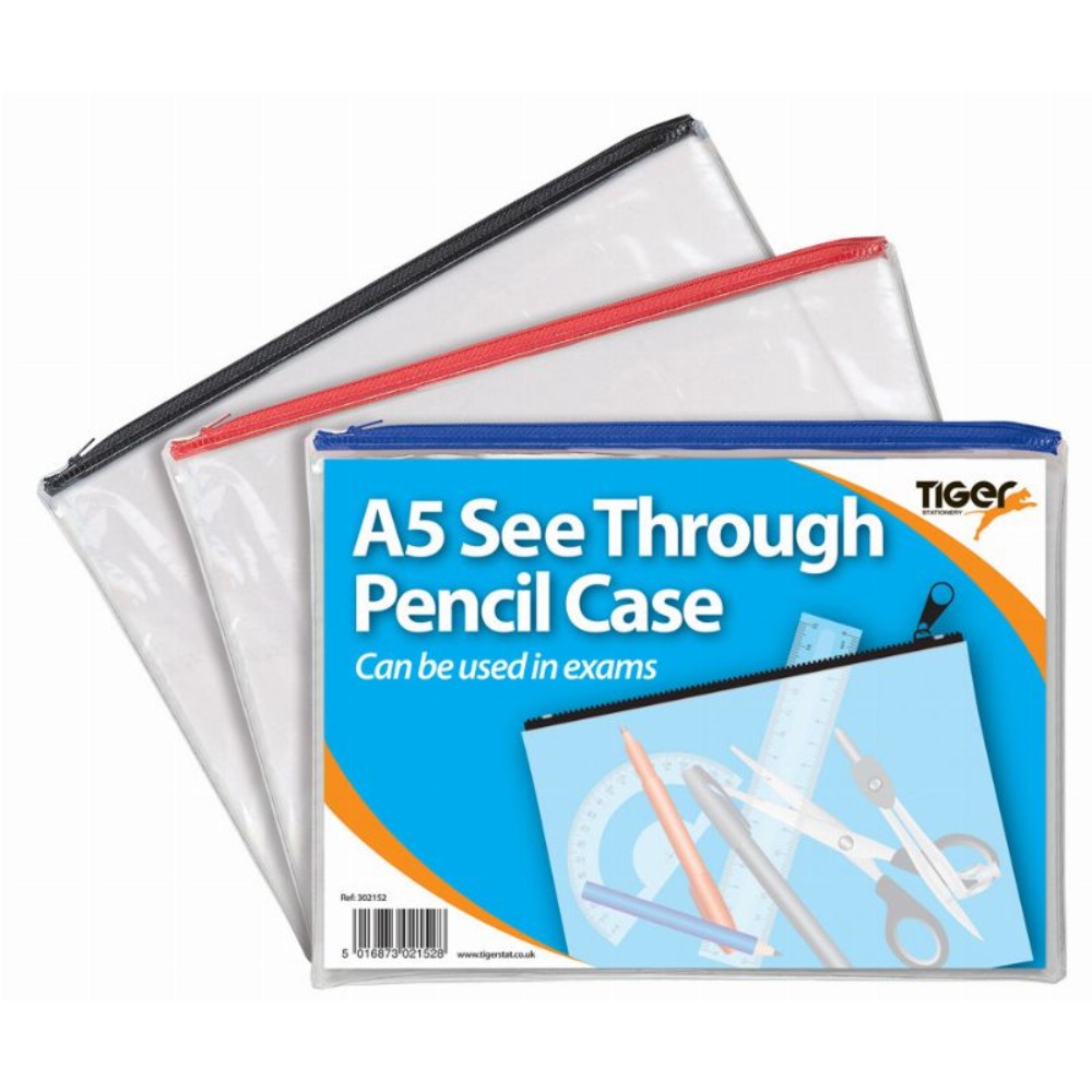 A5 Assorted colour Flat Exam Pencil Case