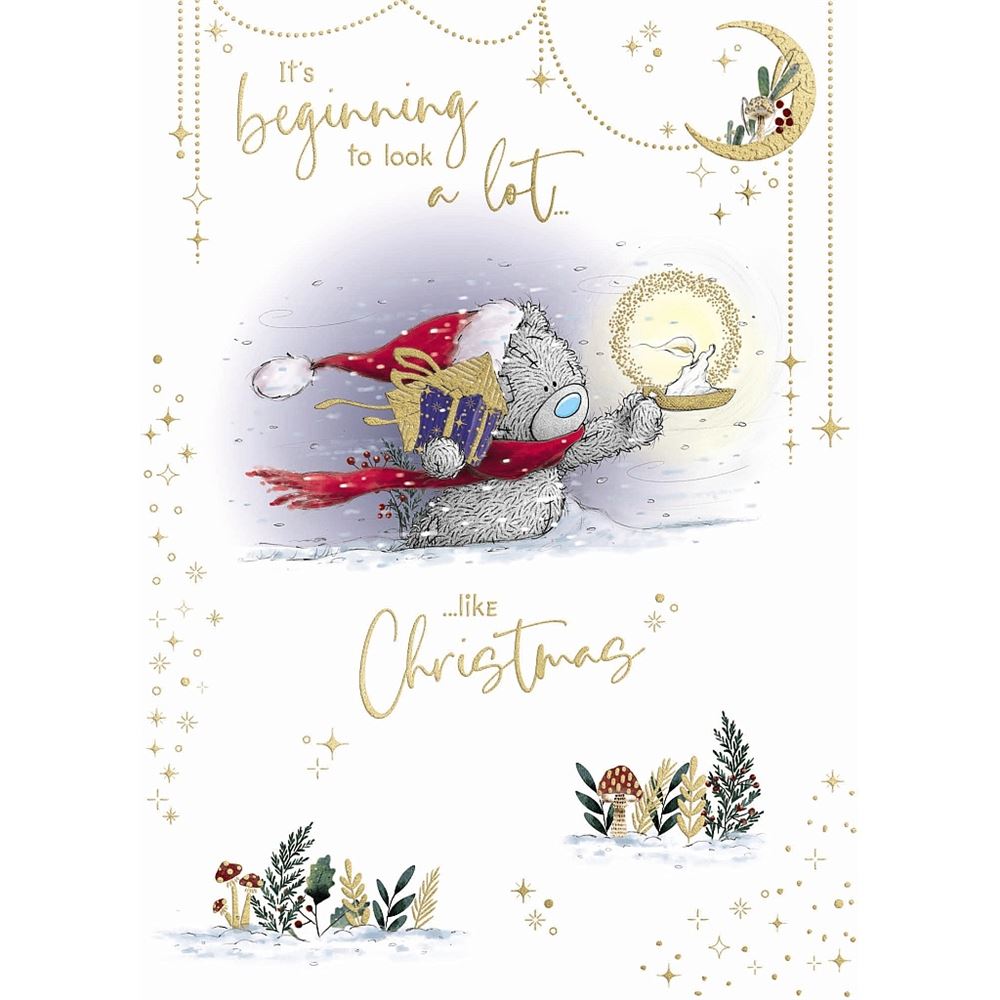 Bear And Candle Christmas Card