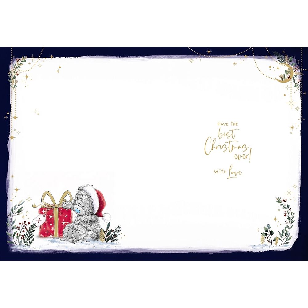 Bear Holding Present Special Godson Luxury Christmas Card