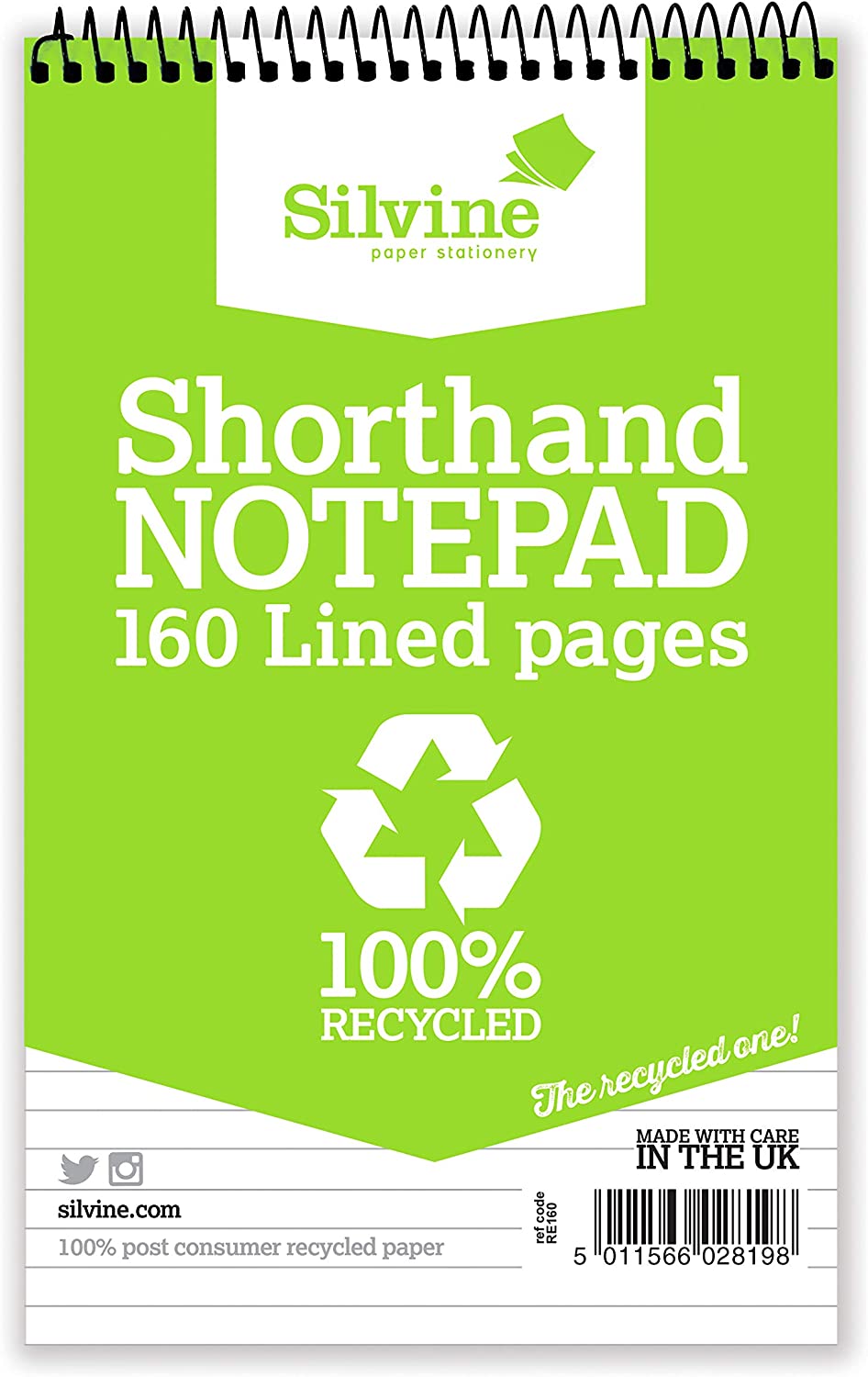 Silvine 160 Lined Pages 100% Recycled Shorthand Notebooks