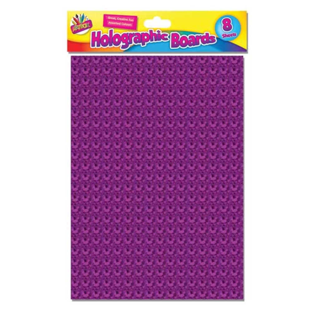Pack of 8 Holographic Assorted Colour Boards