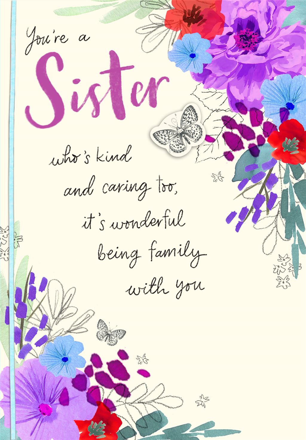 Willow Floral Bouquet Sister Birthday Card