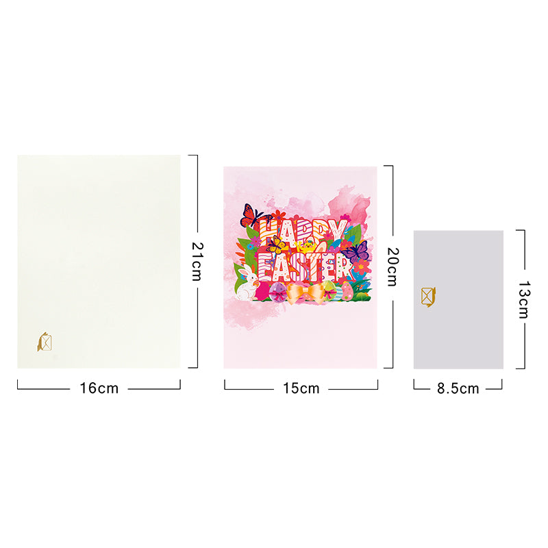 Colorful Ink Stripes Happy Easter 3D Pop Up Card - Kids Family Spring Festive