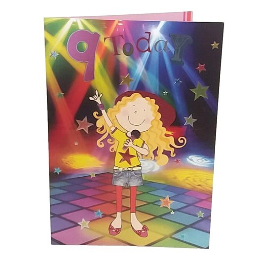 Age 9 Female Juvenile Birthday Card